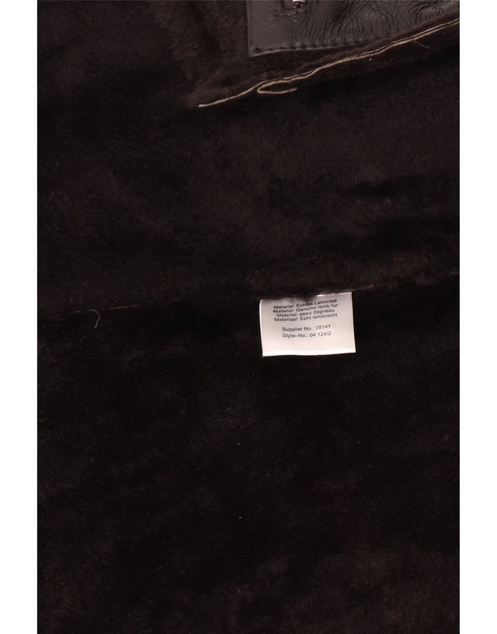 Vintage Herre Shearling Jacket UK 46 3XL sort læder