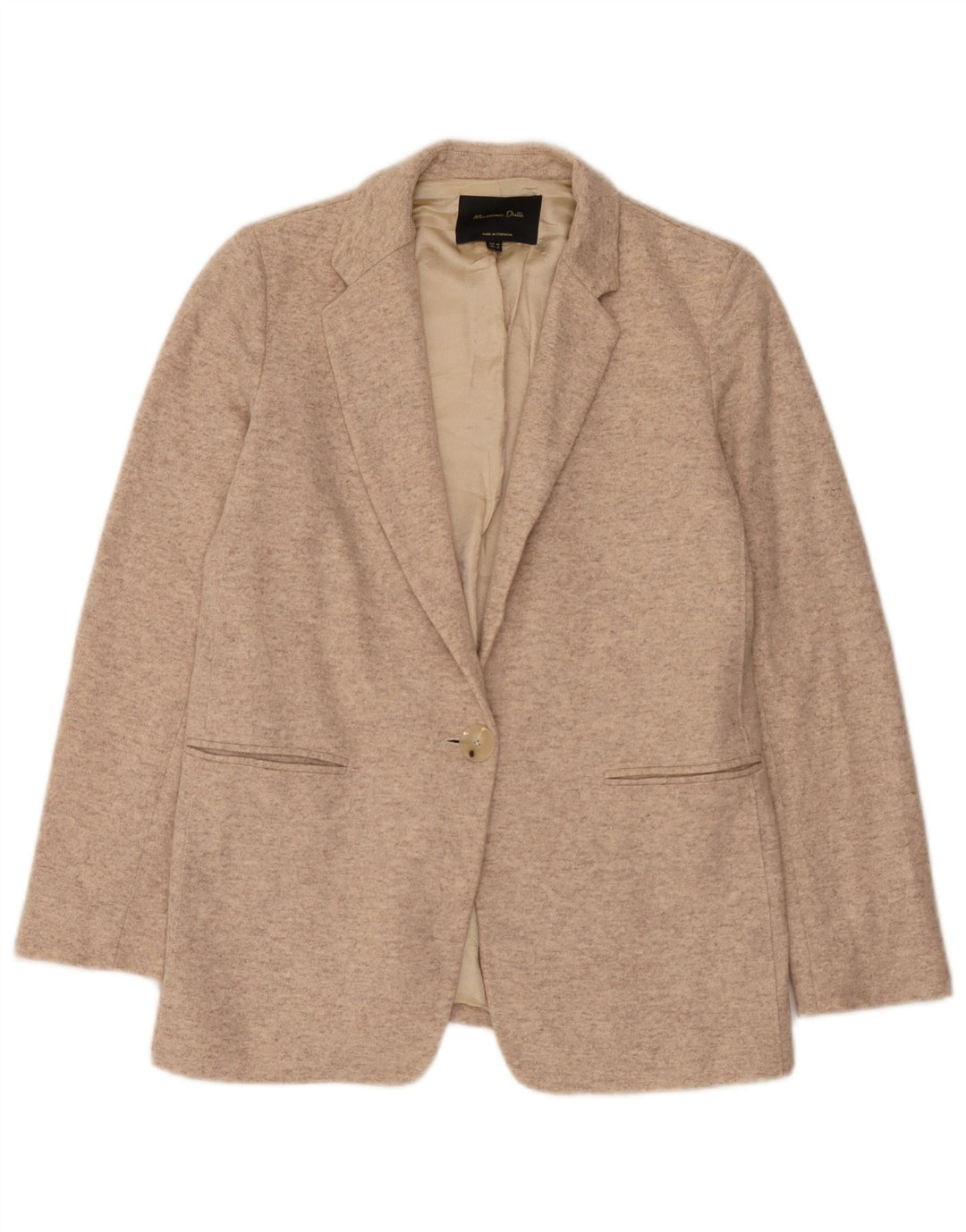 Massimo Dutti Dame Strik 1 Knap Blazer Jakke EU 38 Small Beige Flecked