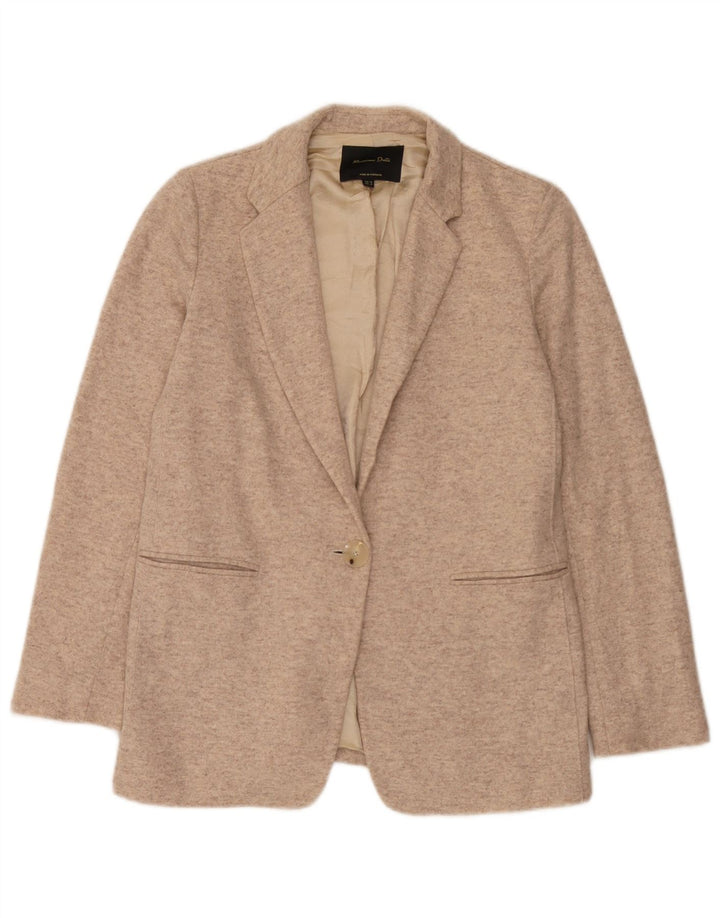 Massimo Dutti Dame Strik 1 Knap Blazer Jakke EU 38 Small Beige Flecked