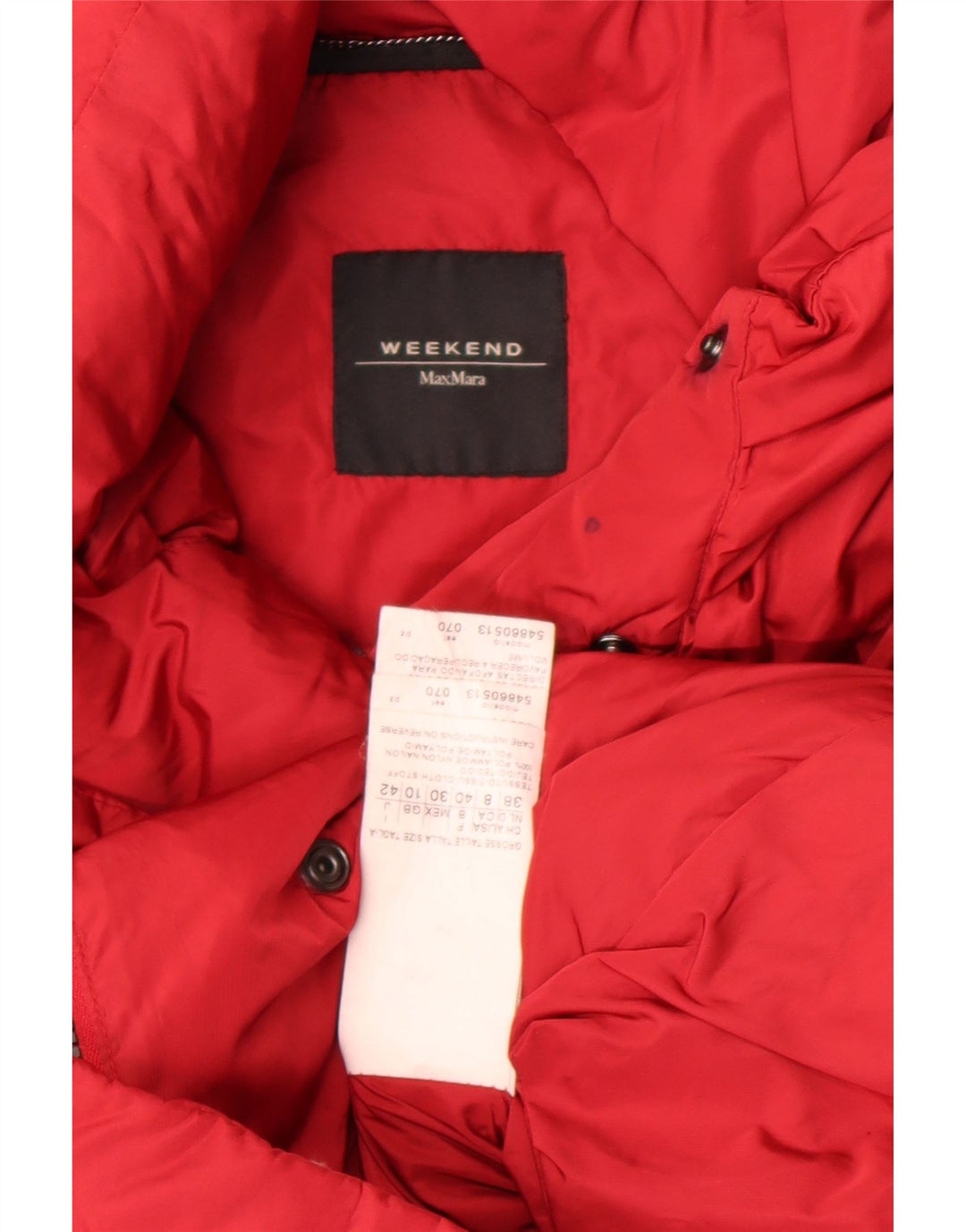 Max Mara Dame Weekend Oversized Polstret Jakke UK 10 Lille Rød Nylon