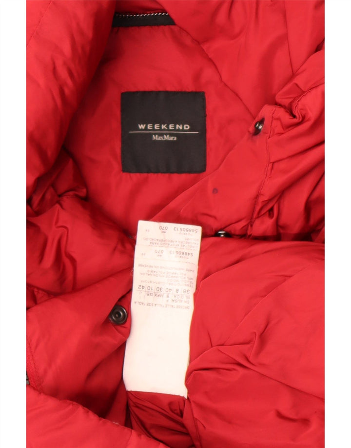 Max Mara Dame Weekend Oversized Polstret Jakke UK 10 Lille Rød Nylon