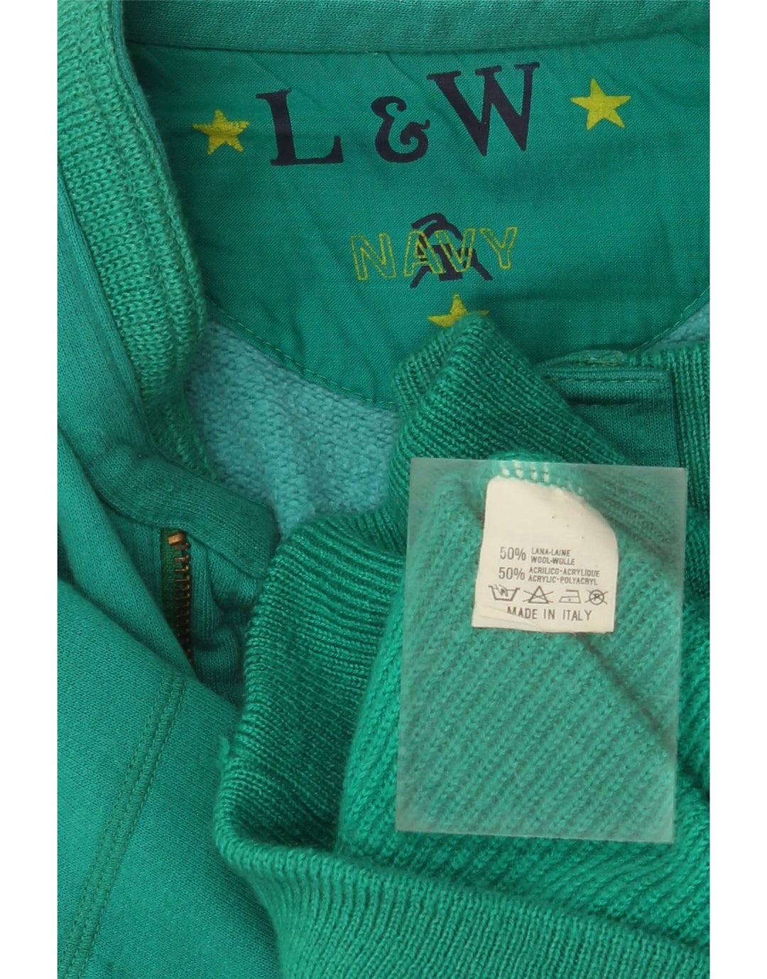 VINTAGE Herre Cardigan Sweater Stor Grøn Colourblock Uld
