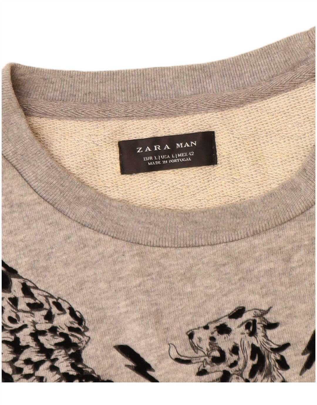 Zara grafisk sweatshirt til mænd, stor grå