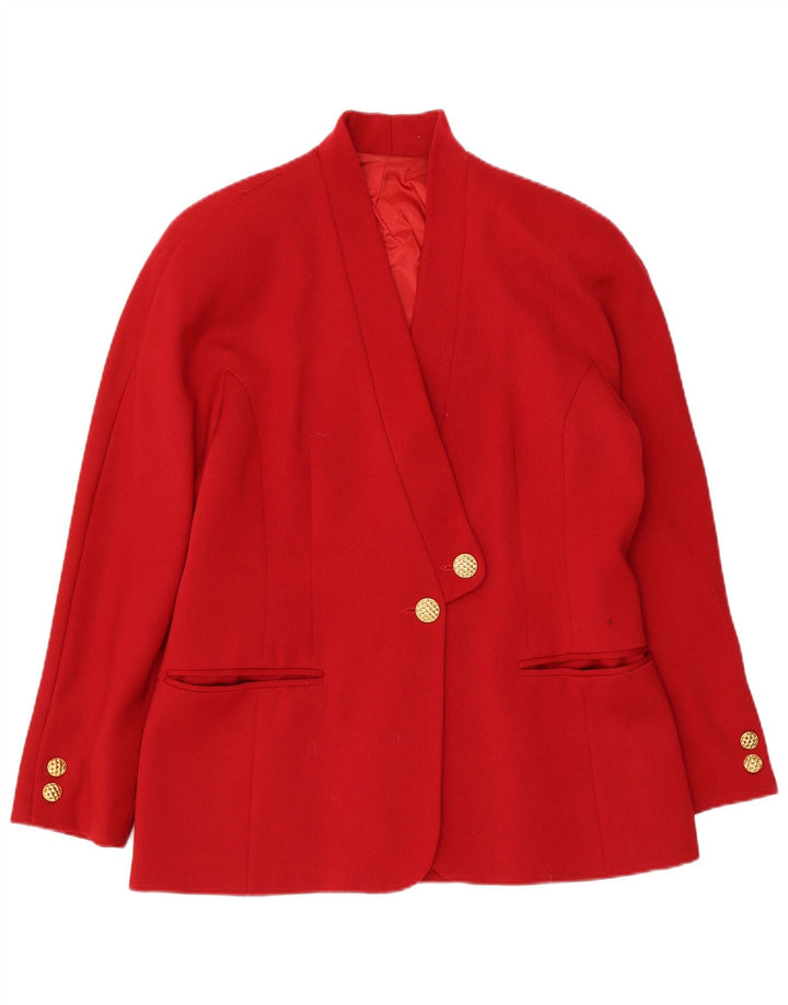 Vintage dame 2-knaps blazerjakke IT 44 Medium Red Virgin Wool