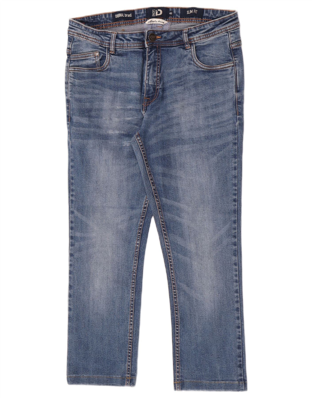 Dacks Dame Crop Slim Jeans IT 46 Large W30 L24 Blå Bomuld