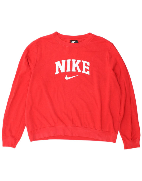 Nike Dame Grafisk Oversized Sweatshirt Jumper UK 18 XL Rød Bomuld