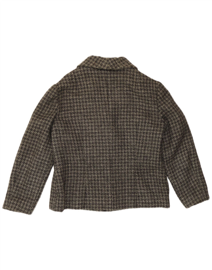 Vintage dame 3-knaps blazerjakke UK 14 Medium Grey Houndstooth
