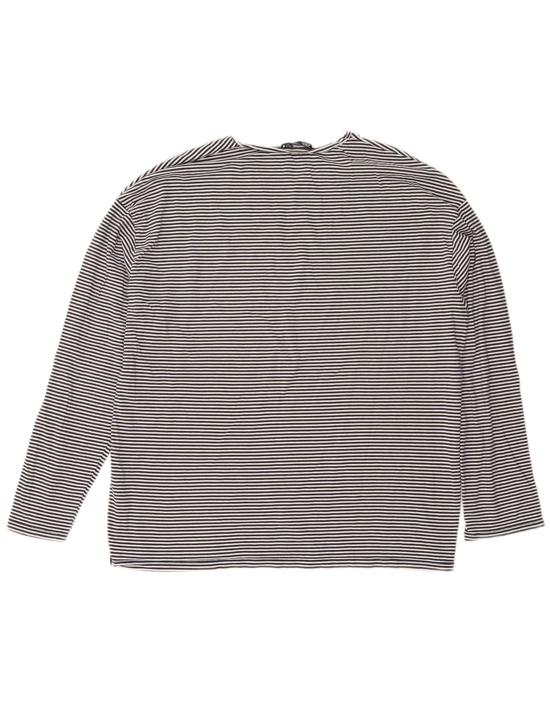 Zara Dame Oversized Top Langærmet UK 10 Small Navy Blue Pinstripe