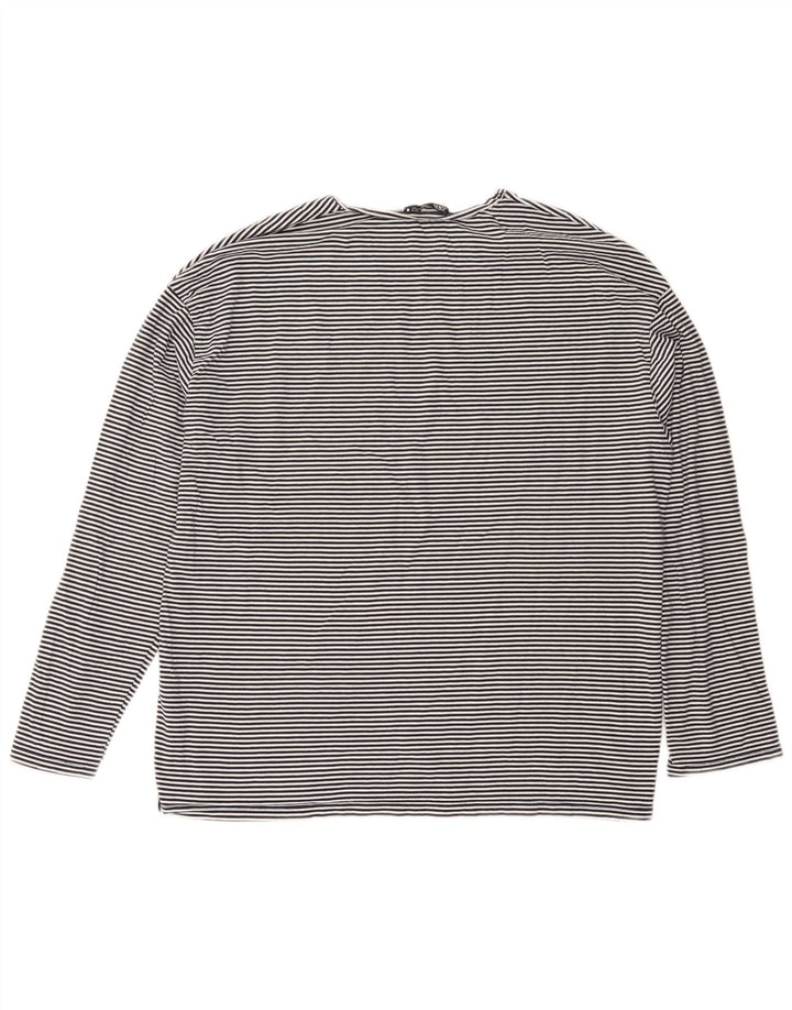 Zara Dame Oversized Top Langærmet UK 10 Small Navy Blue Pinstripe