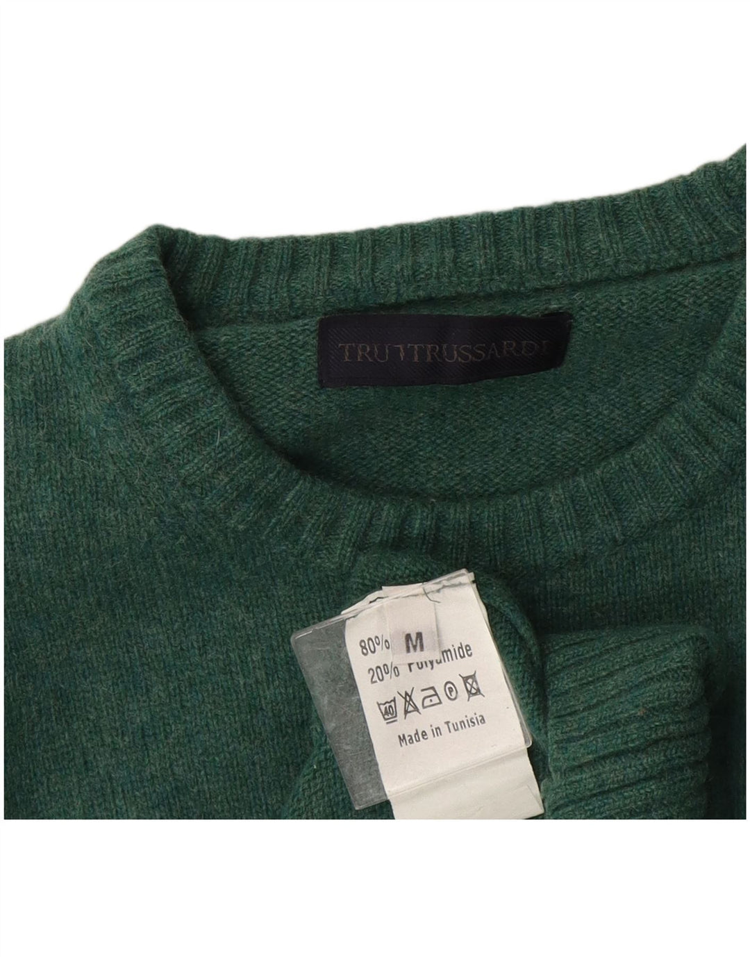 Trussardi Herre Crew Neck Jumper Sweater Medium Green Wool
