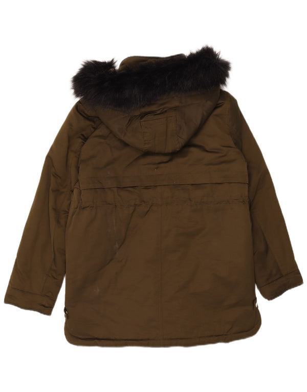 Zara Pige Hooded Parka Jacket 13-14 år Khaki Cotton