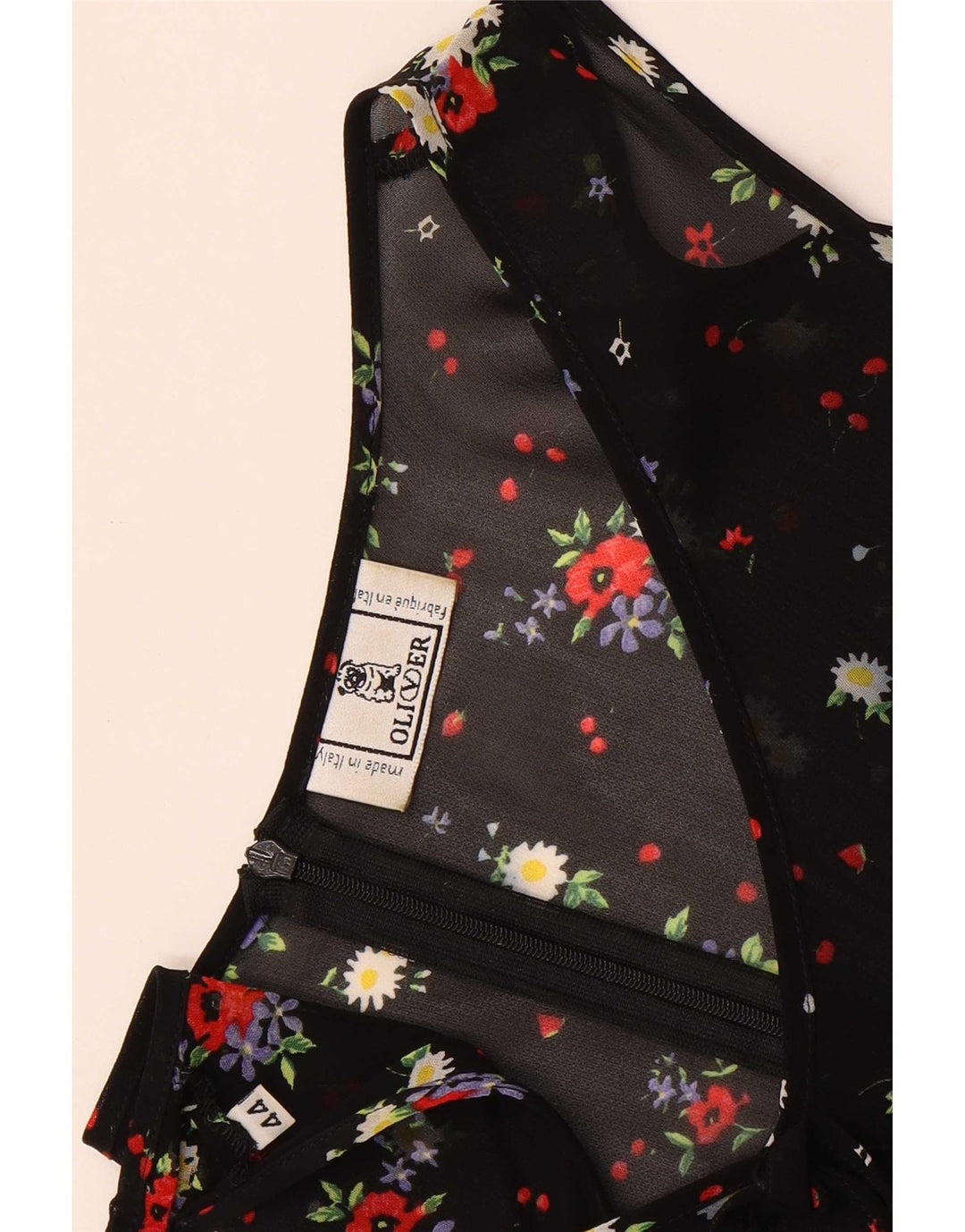 Oliver By Valentino Dame ærmeløs bluse Top IT 44 Medium Black Floral
