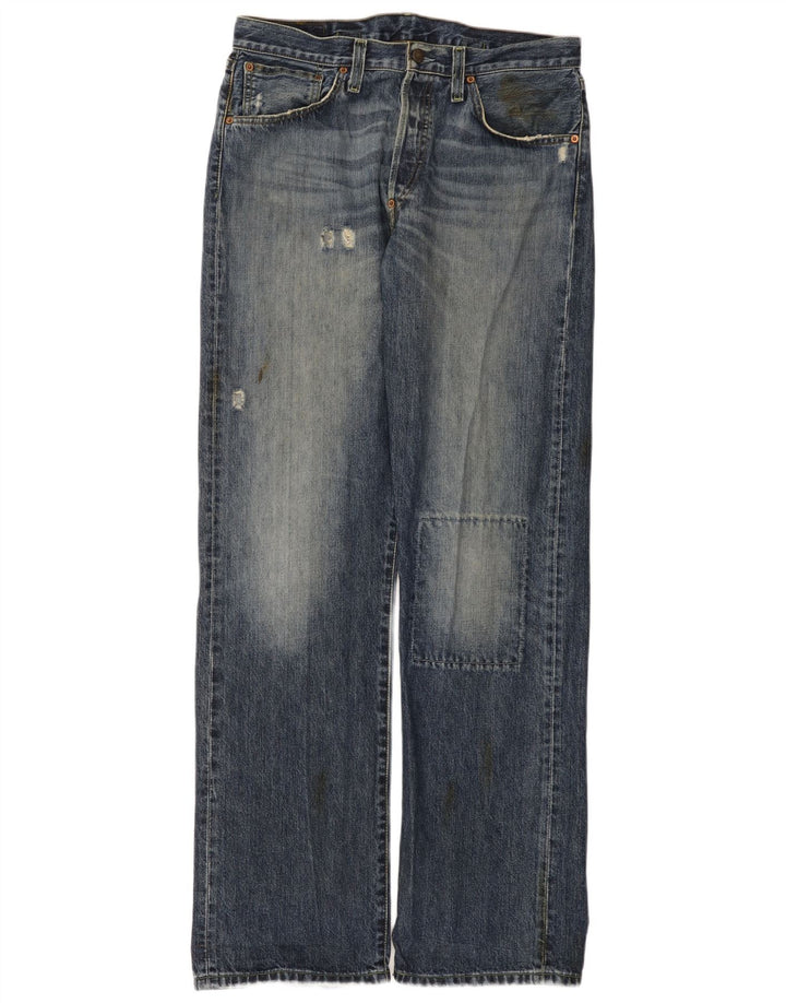 Levi's Herre 542 Distressed Bootcut Jeans W32 L34 Blå bomuld