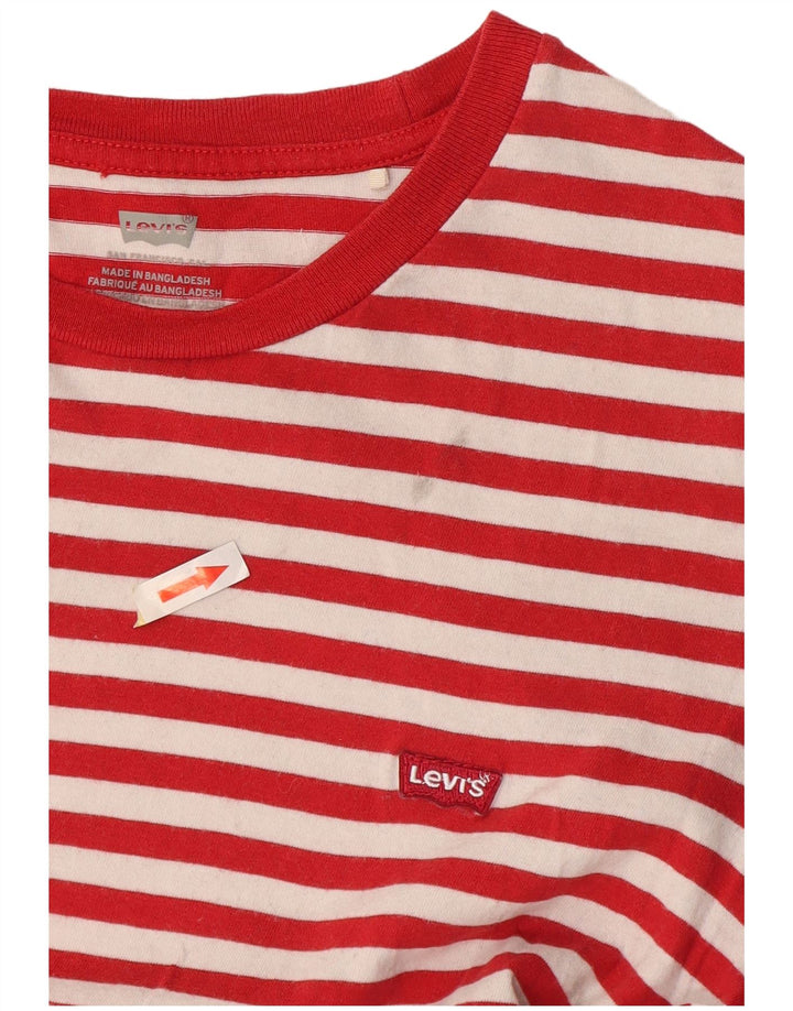 Levi's Dame T-Shirt Top UK 14 Stor rødstribet bomuld