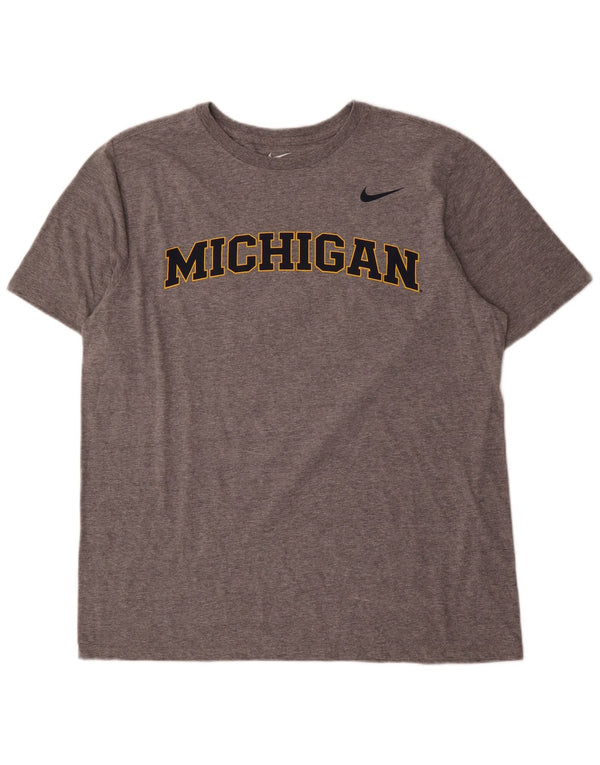 Nike Herre Michigan Grafisk T-Shirt Top XL Grå Bomuld