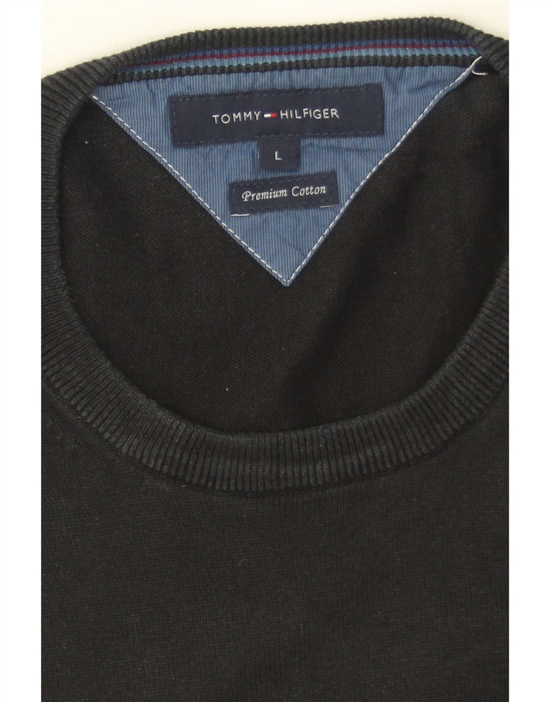 TOMMY HILFIGER Mens Crew Neck Jumper Sweater Large Black Cotton Vintage Tommy Hilfiger and Second-Hand Tommy Hilfiger from Messina Hembry 