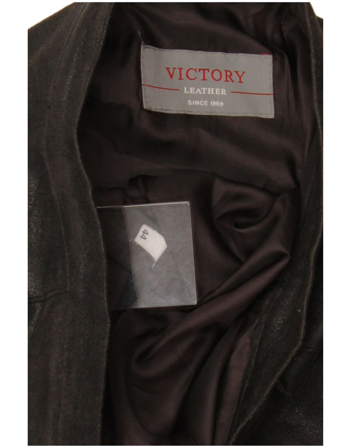 VICTORY Womens High Waist Leather Skirt IT 44 Medium W26  Black Leather