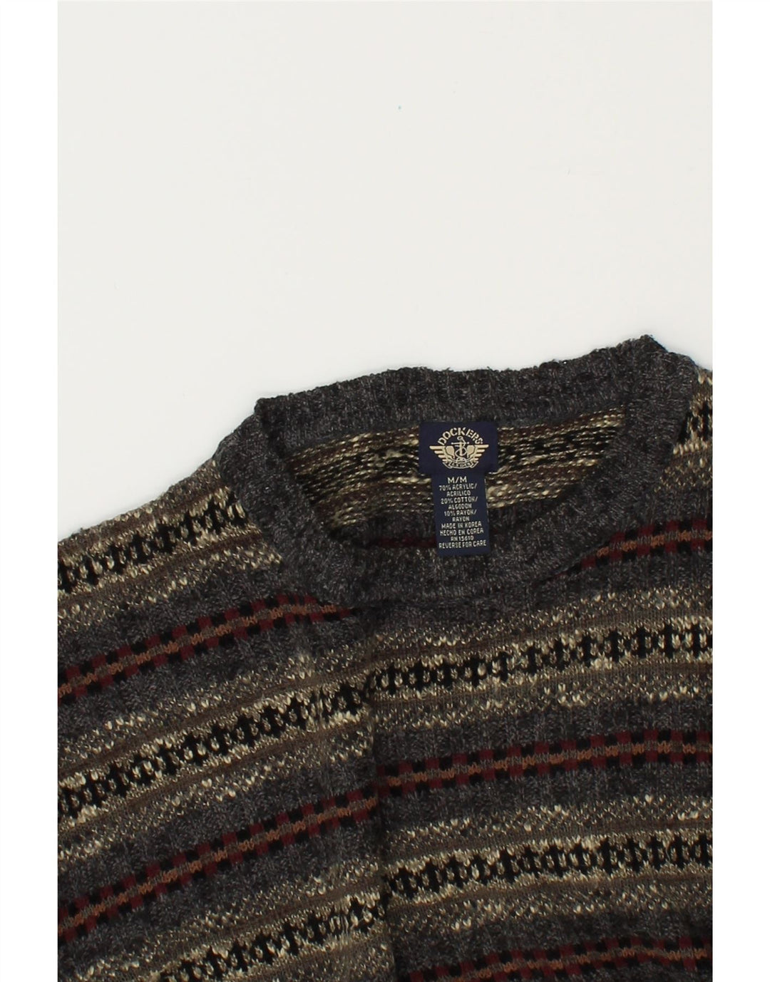 DOCKERS Herre Crew Neck sweater Medium Grey Fair Isle Akryl