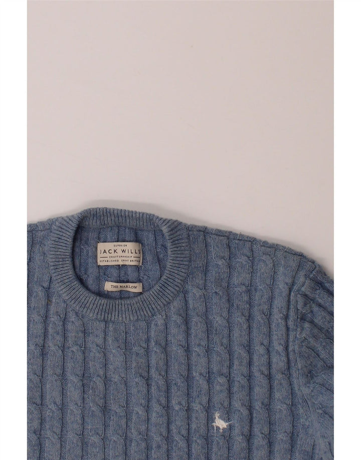 JACK WILLS Mens The Marlow Crew Neck Jumper Sweater Small Blue Cotton Vintage Jack Wills and Second-Hand Jack Wills from Messina Hembry 