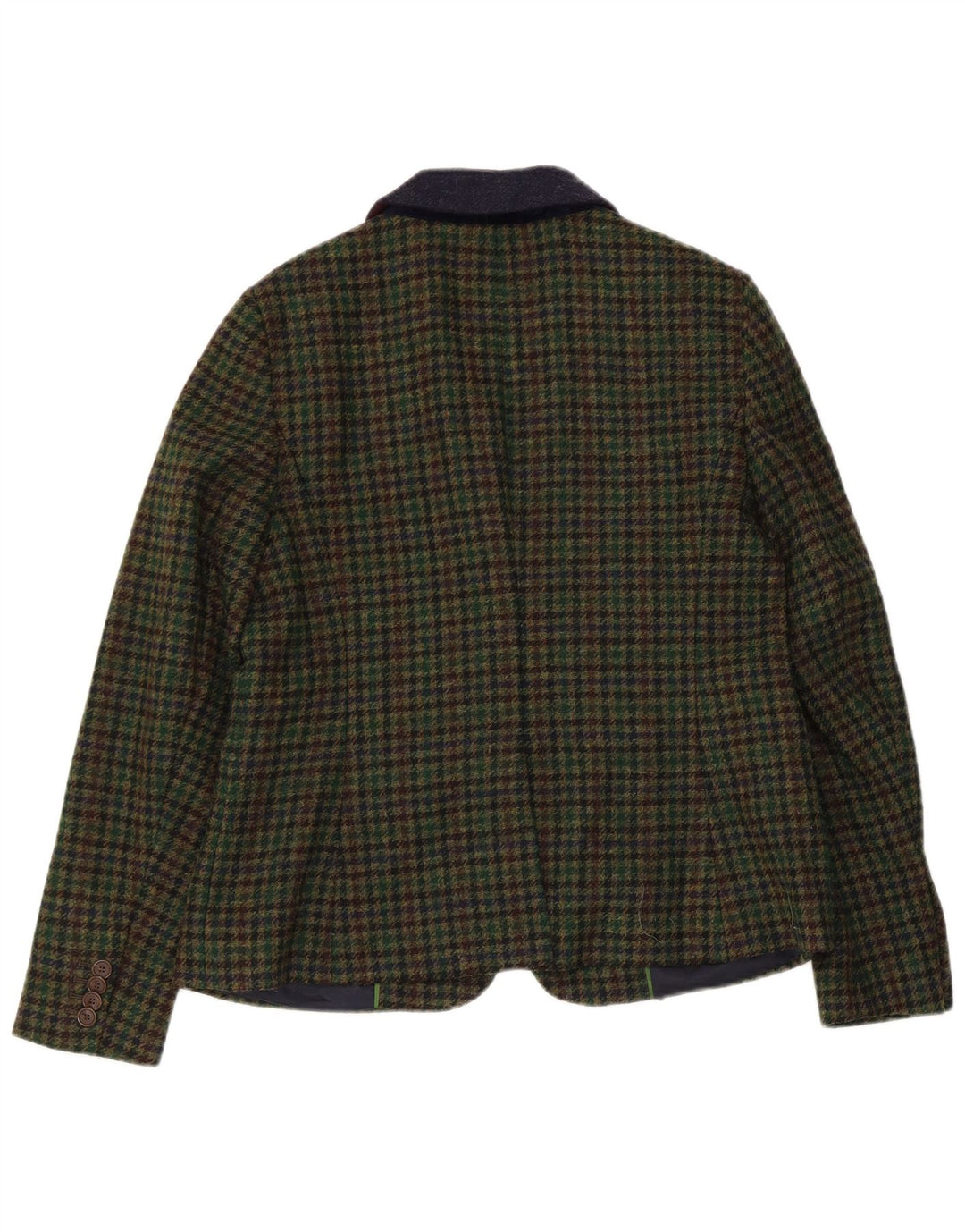 Hobbs Dame 1 Knap Blazer Jacket UK 14 Stor Grøn Houndstooth Uld