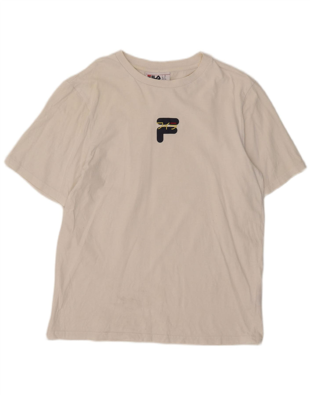 Fila Herre T-Shirt Top Medium Hvid Bomuld