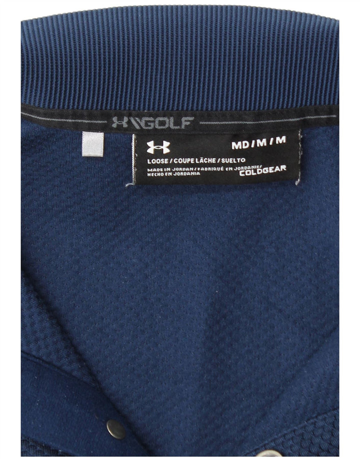 UNDER ARMOR Herre Cold Gear Button Neck Sweatshirt Jumper Medium Navy Blue