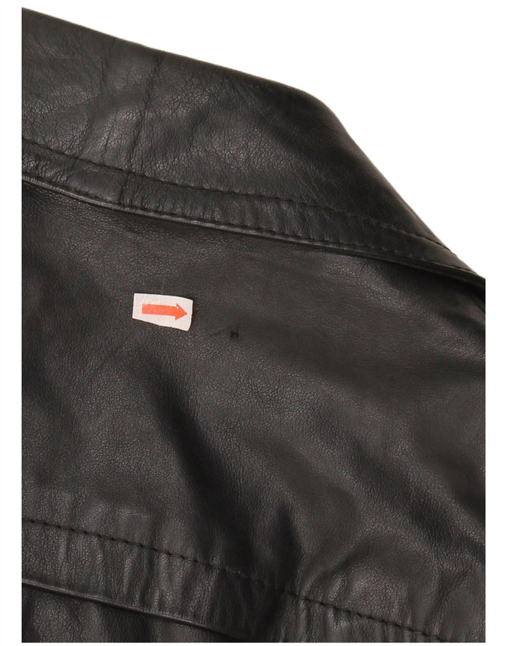 VINTAGE Læderfrakke til mænd IT 48 Medium Sort Læder