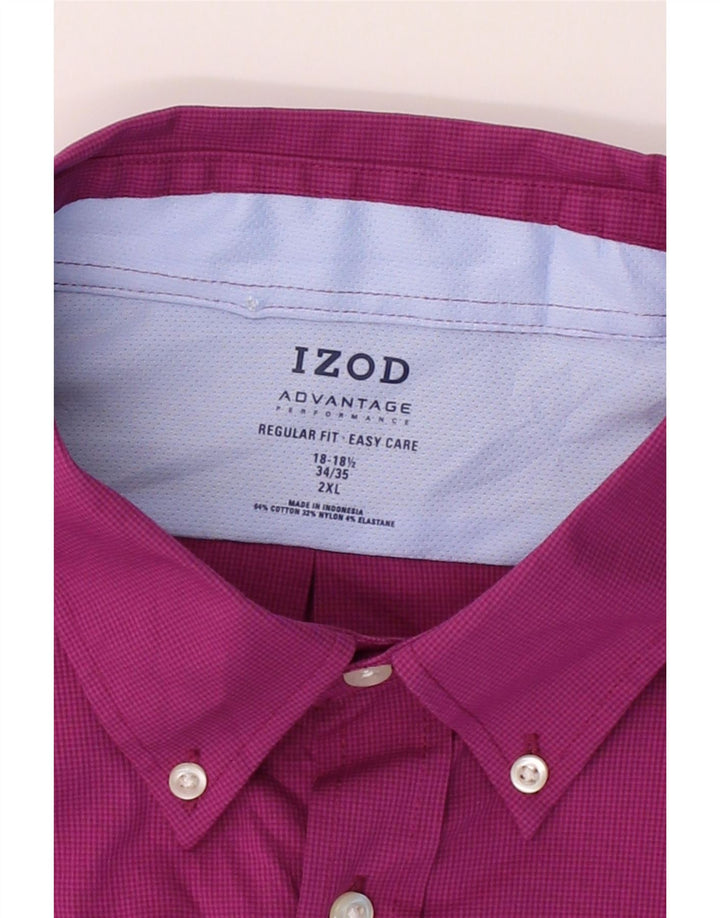 IZOD Mens Easy Care Regular Fit Shirt Size 18 1/2 2XL Pink Houndstooth Vintage Izod and Second-Hand Izod from Messina Hembry 