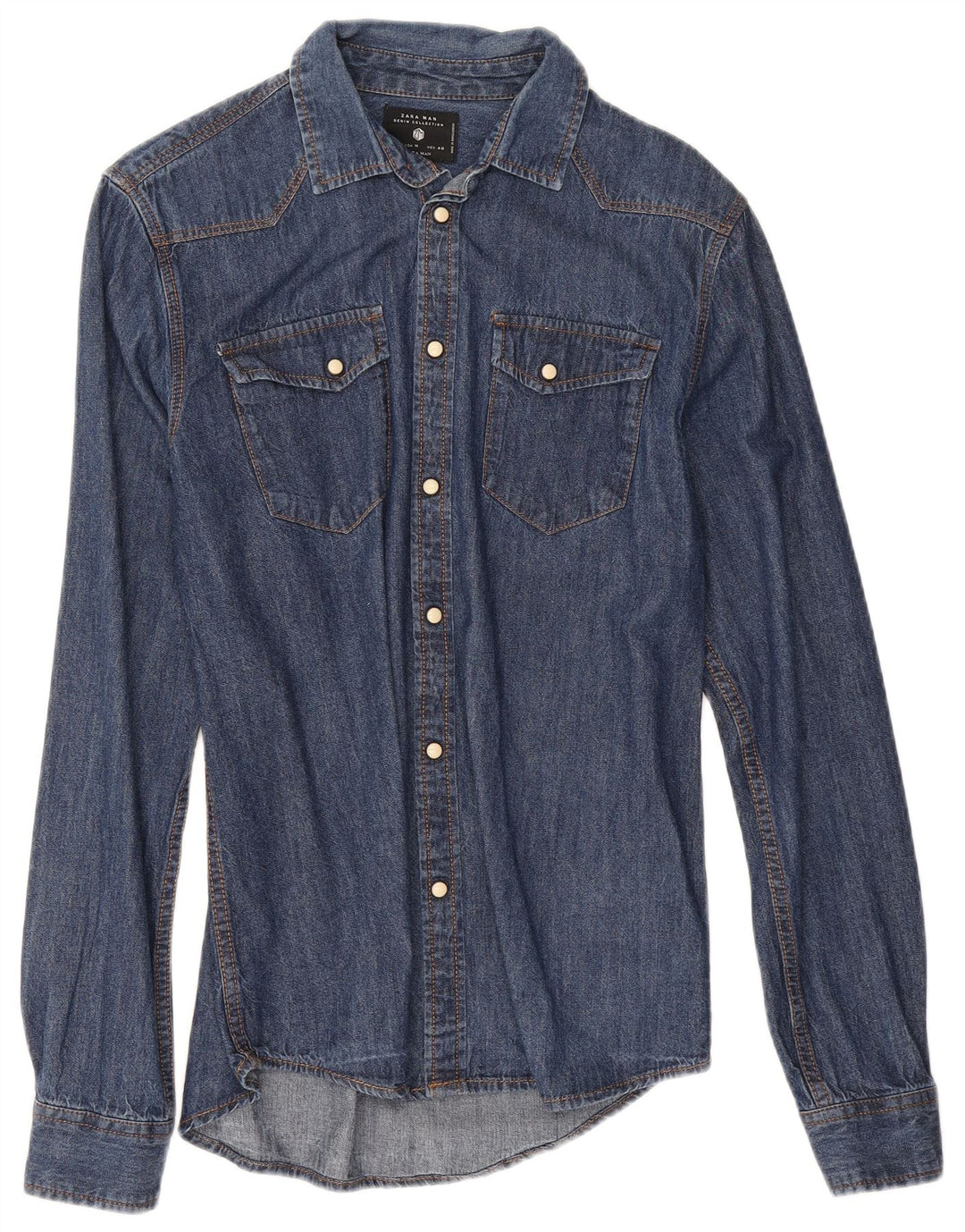 Zara Denim skjorte til mænd mellemblå