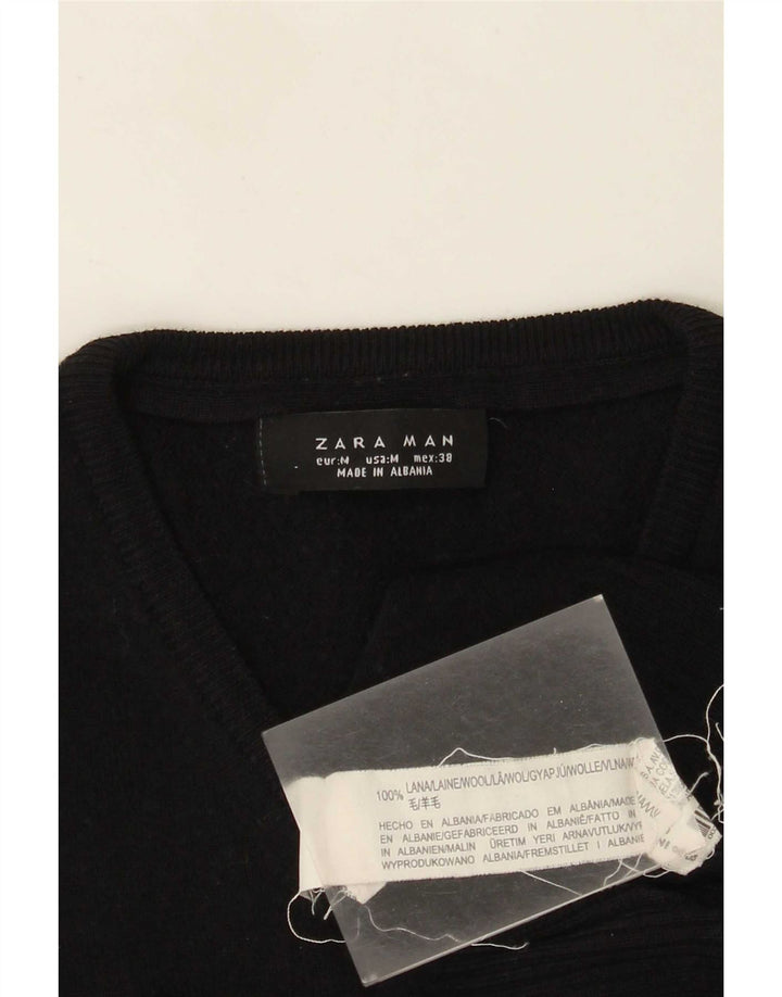 Zara Herre V-hals sweater Medium Sort Uld