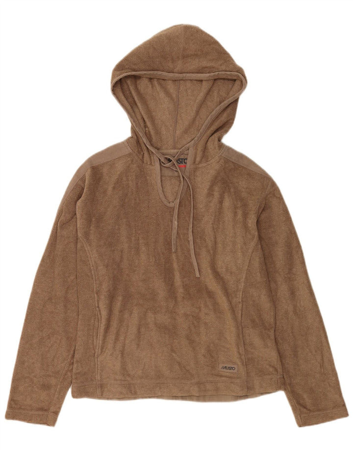 Musto Fleecetrøje med hætte til kvinder UK 12 Medium Brun Polyester