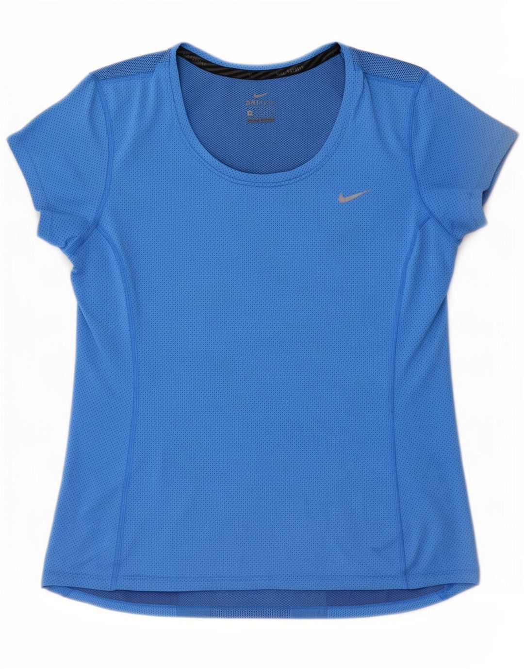 Nike Dame Dri Fit T-Shirt Top UK 12 Medium Blue Polyester