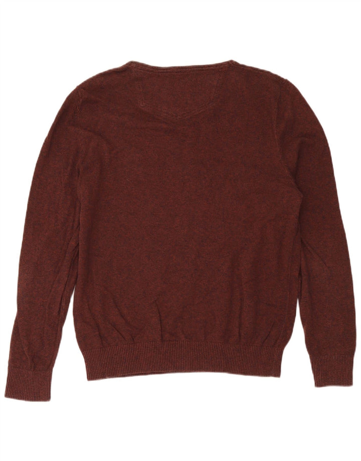Fat Face Herre V-hals sweater Stor brun Flecked Bomuld