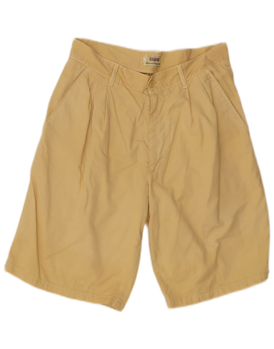 Sisley Herre Relaxed Elegance Pegged Chino Shorts W32 Medium Yellow Cotton
