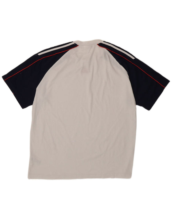 Adidas Herre T-Shirt Top UK 44/46 Stor Hvid Colourblock Bomuld