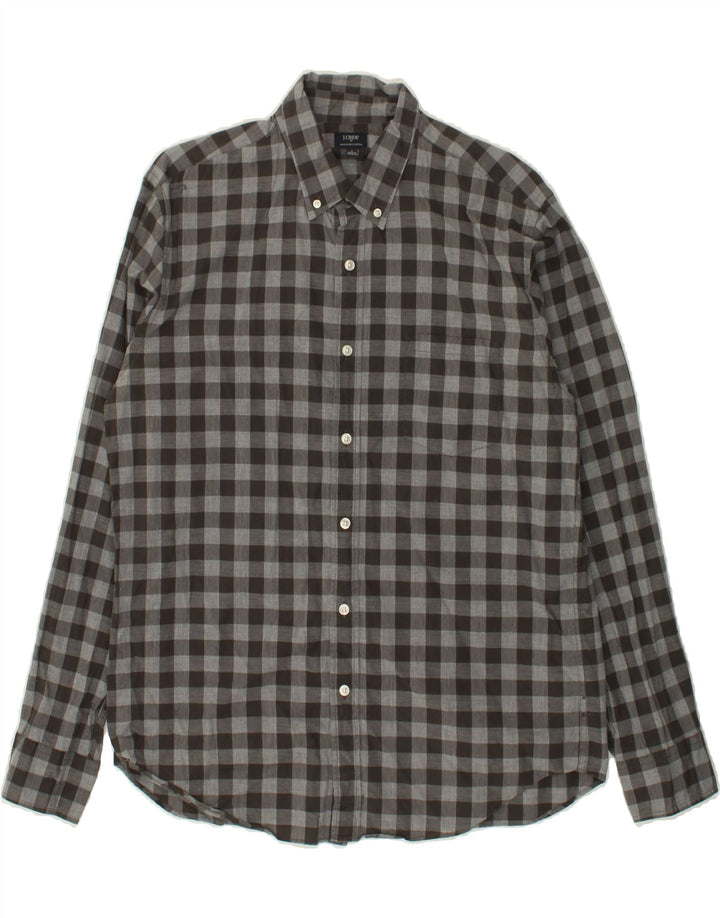 J. CREW Mens Shirt Large Grey Check Cotton Vintage J. Crew and Second-Hand J. Crew from Messina Hembry 