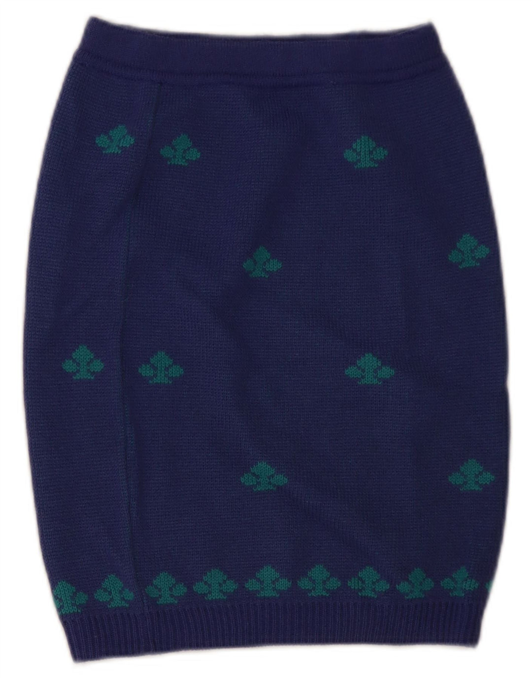 Stefanel Kvinder Strik Pencil Skirt W28 Medium Blue Geometrisk Uld