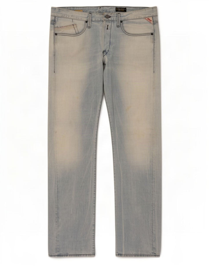 Replay Herre Straight Jeans W36 L34 Blå Bomuld