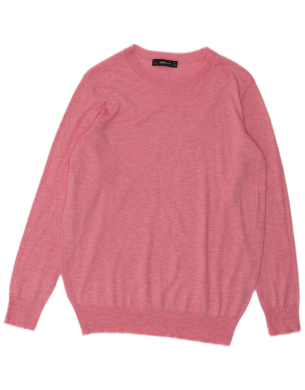 Zara Dame Boat Neck Jumper Sweater UK 10 Small Pink Flecked