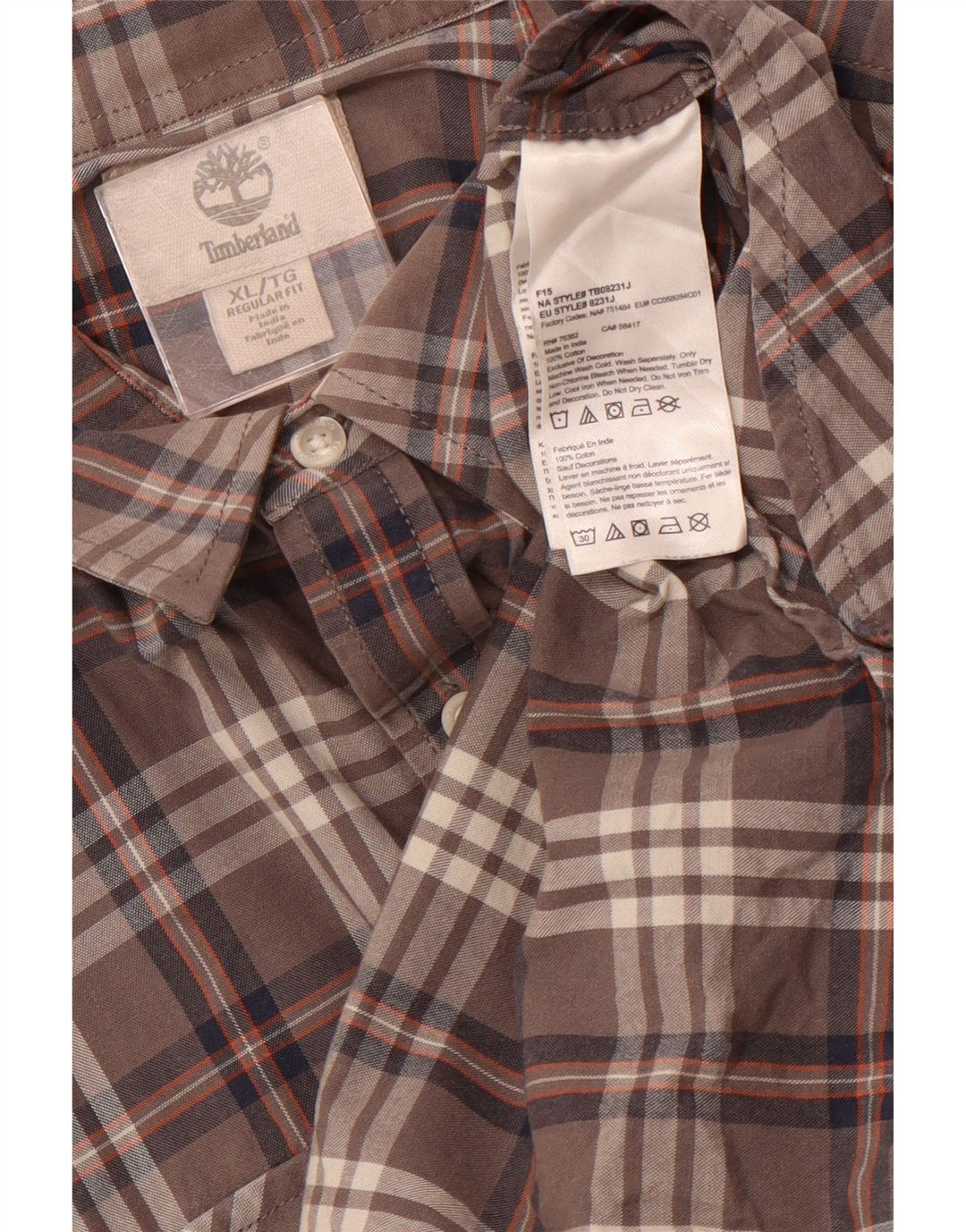 TIMBERLAND Herre Regular Fit skjorte XL Grå ternet bomuld