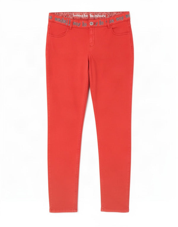 Desigual Kvinders Grafiske Slim Casual Bukser W34 L30 Rød Bomuld