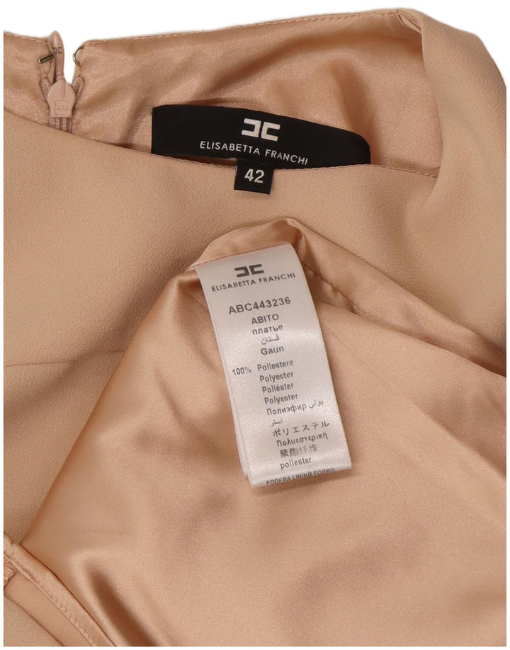 Elisabetta Franchi Dame Shift Dress IT 42 Medium Beige Polyester Classic