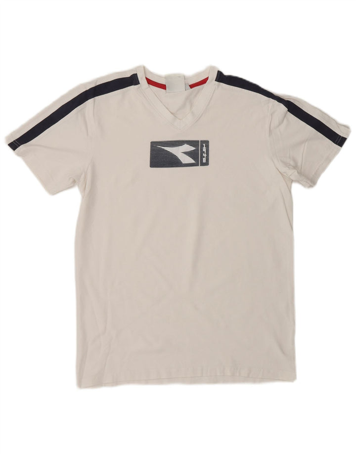 DIADORA Herre grafisk T-shirt Top Medium White Colourblock