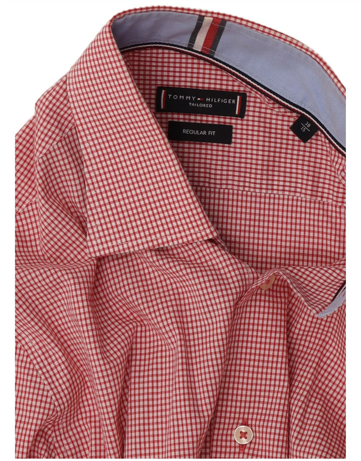 Tommy Hilfiger Herre Regular Fit Skjorte Størrelse 38 15 Medium Rød Gingham