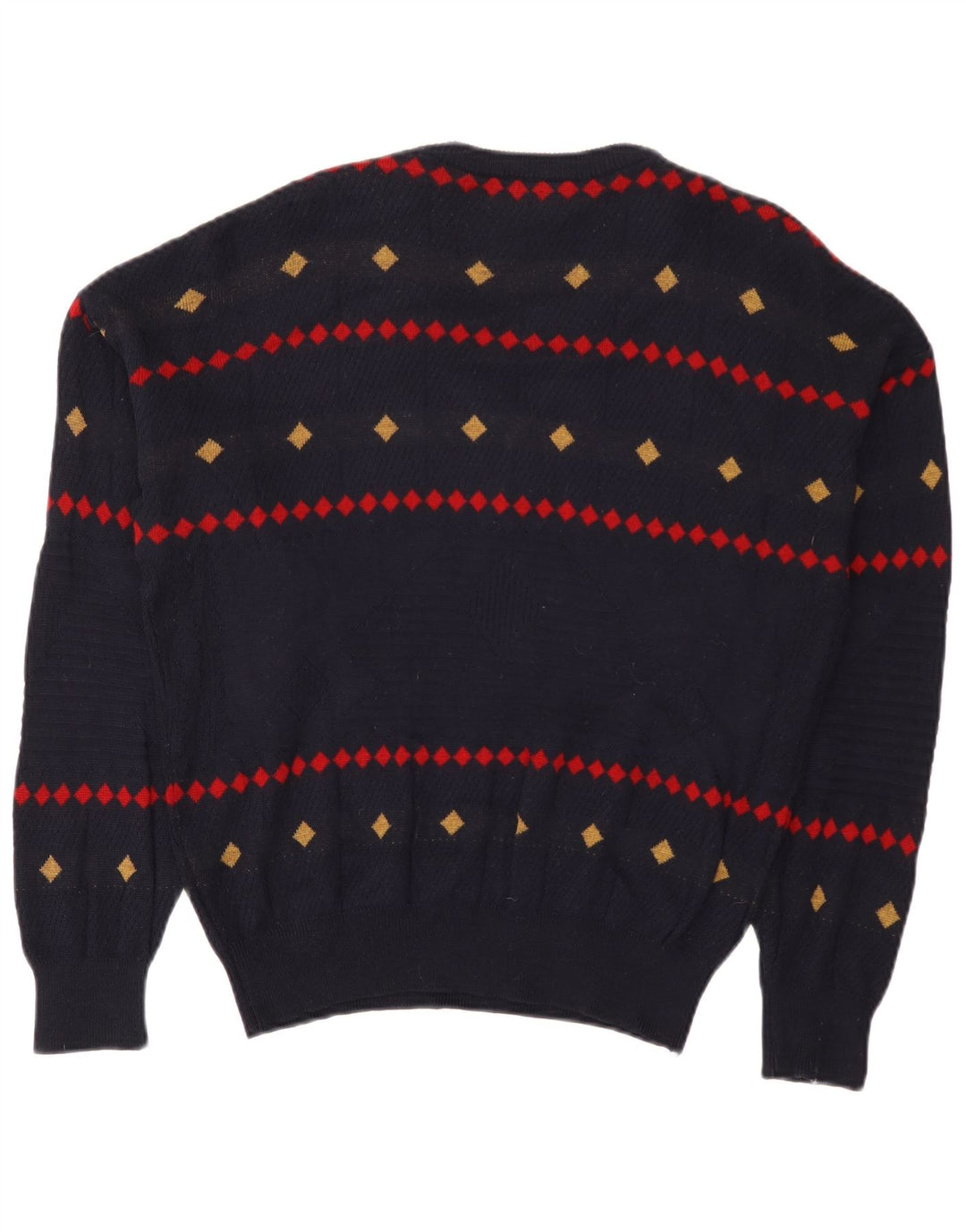 Vintage Herre V-hals sweater EU 38 Small Navy Blue Geometric