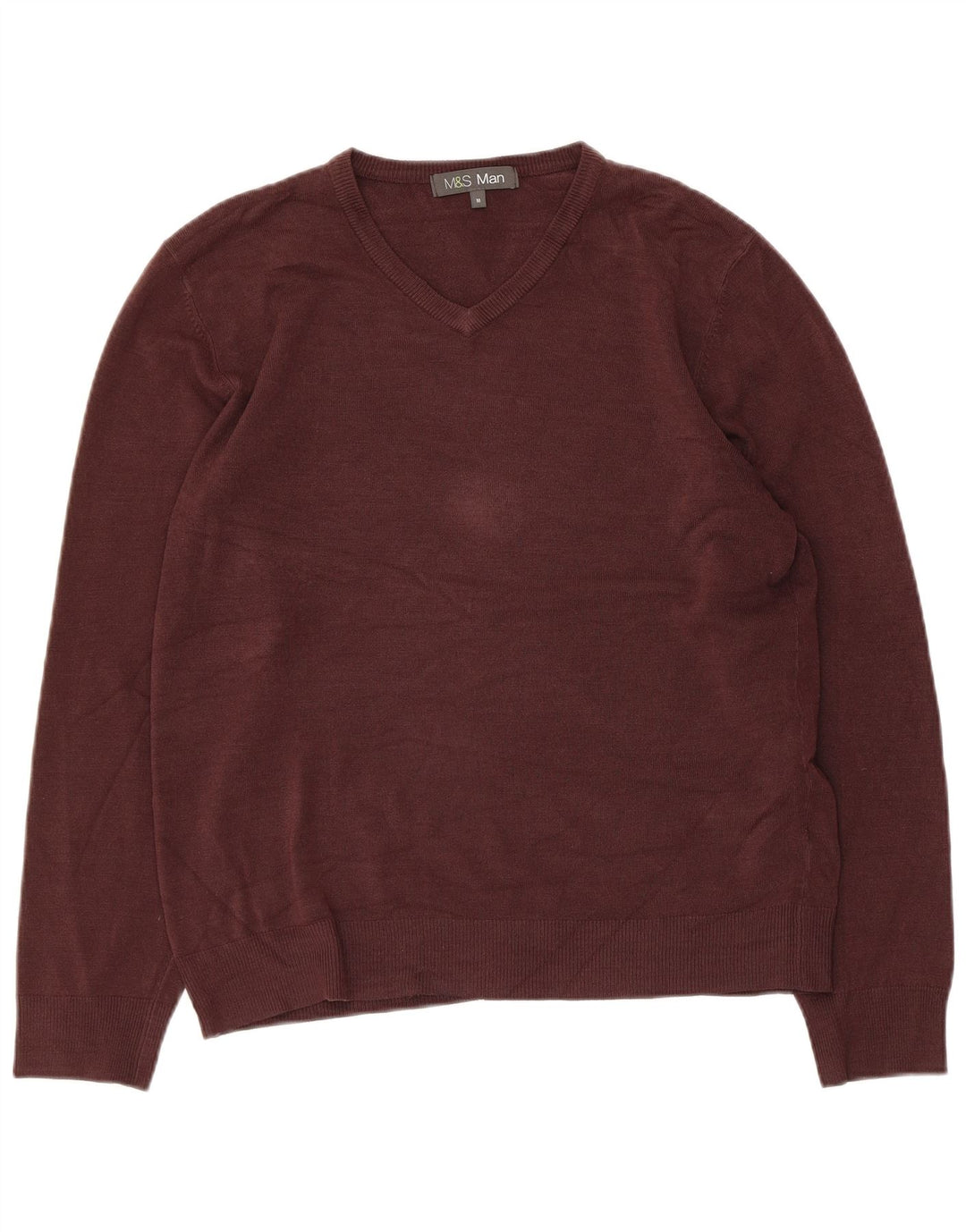 Marks & Spencer Dame V-hals sweater UK 14 Medium Brun Akryl