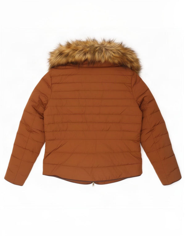 Zara Womens Padded Jacket UK 14 Medium Brown Polyester