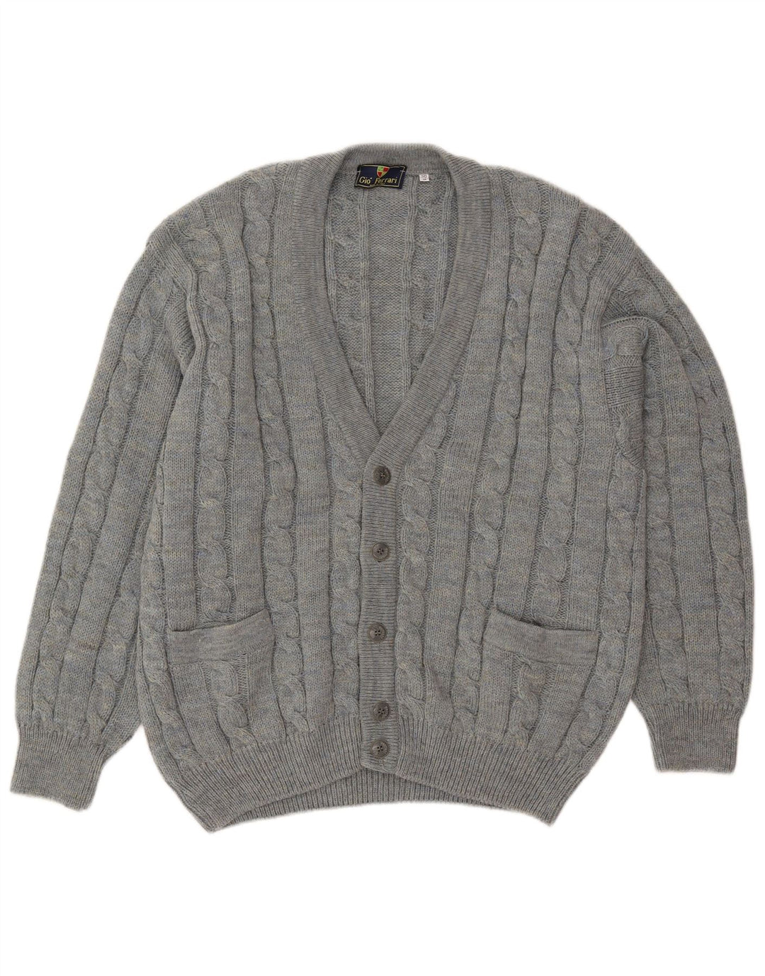 Gioferrari Herre Loose Fit Cardigan Sweater IT 50 Medium Blue Flecked Wool
