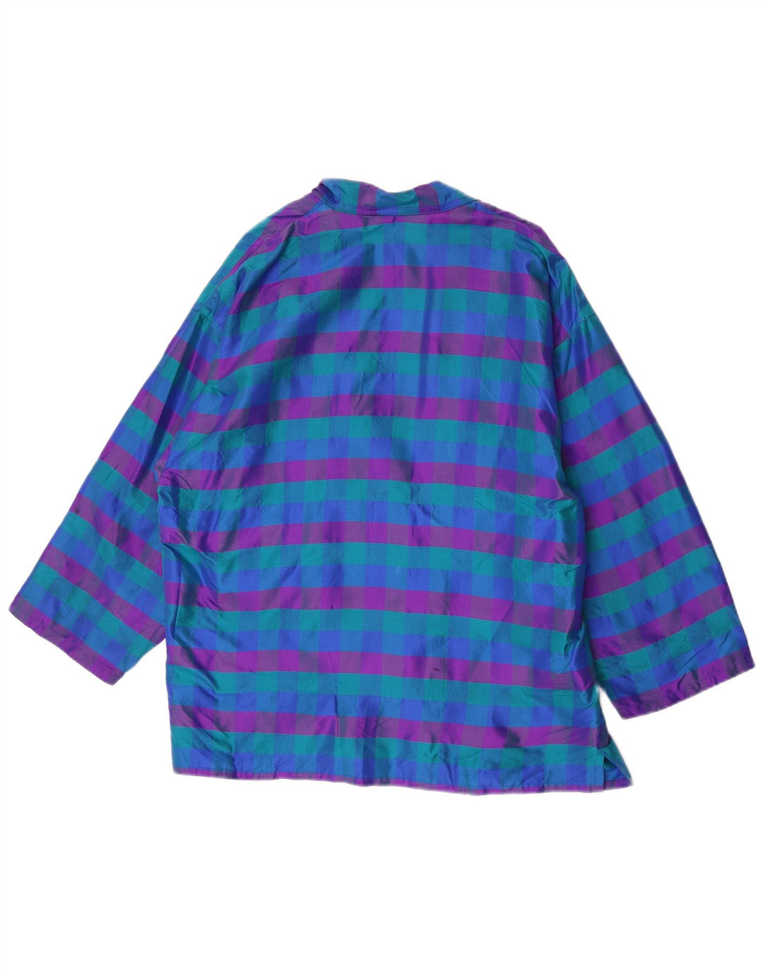 Vintage Dame Open Blazer Jacket UK 14 Medium Blue Check