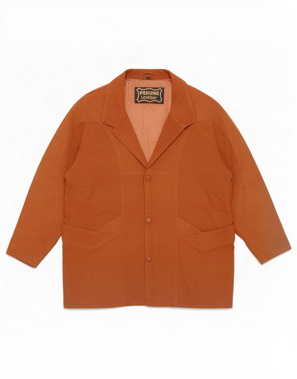 Vintage Dame Ruskind Oversized Overfrakke UK 16 Stor Brun Læder